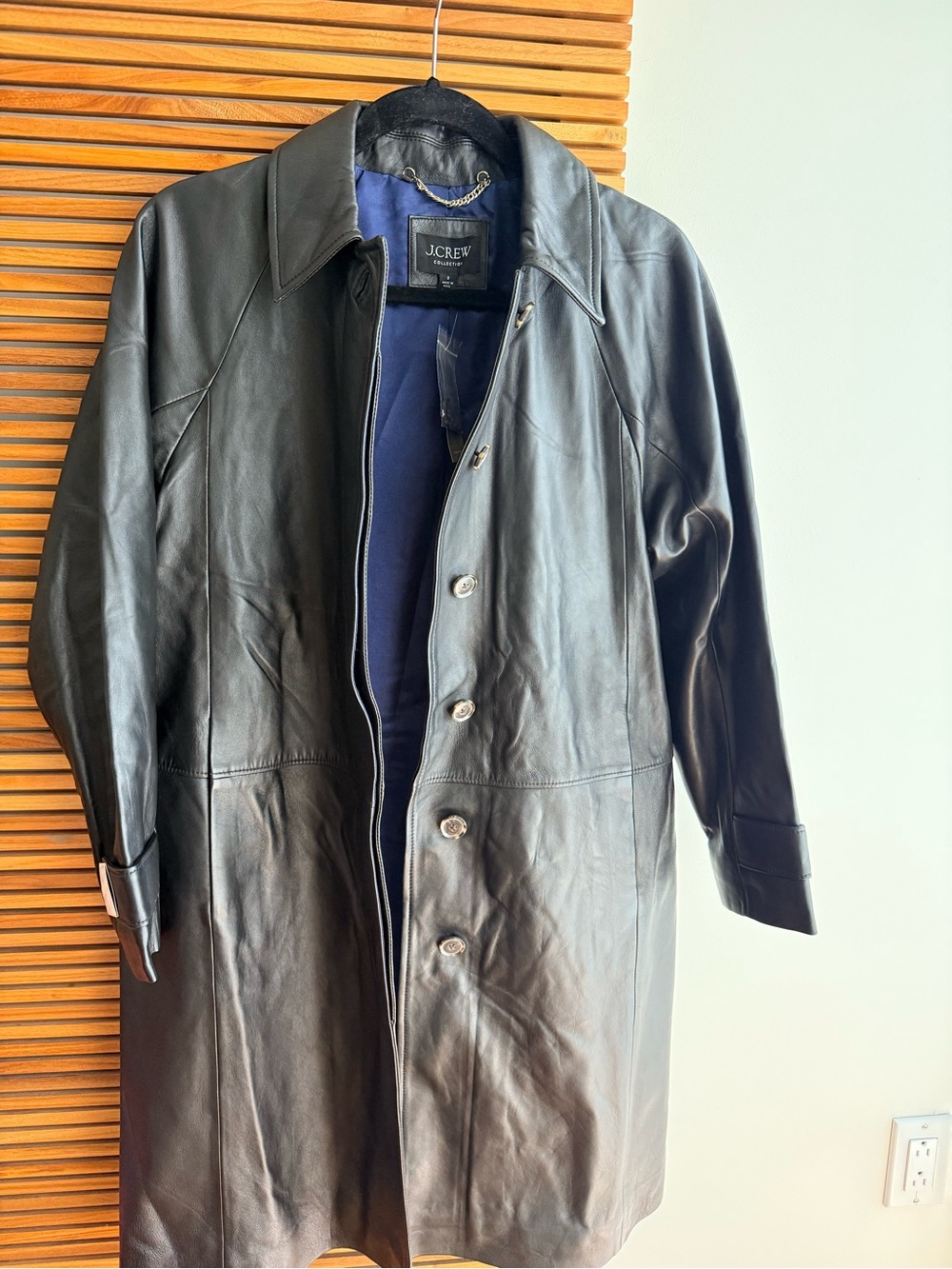 J Crew Collection Trench Coat in Leather NWT - Picture 3 of 4
